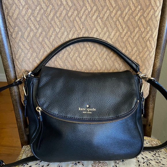 kate spade Bags Euc Katespade Black Pebble Leather Foldover Zip